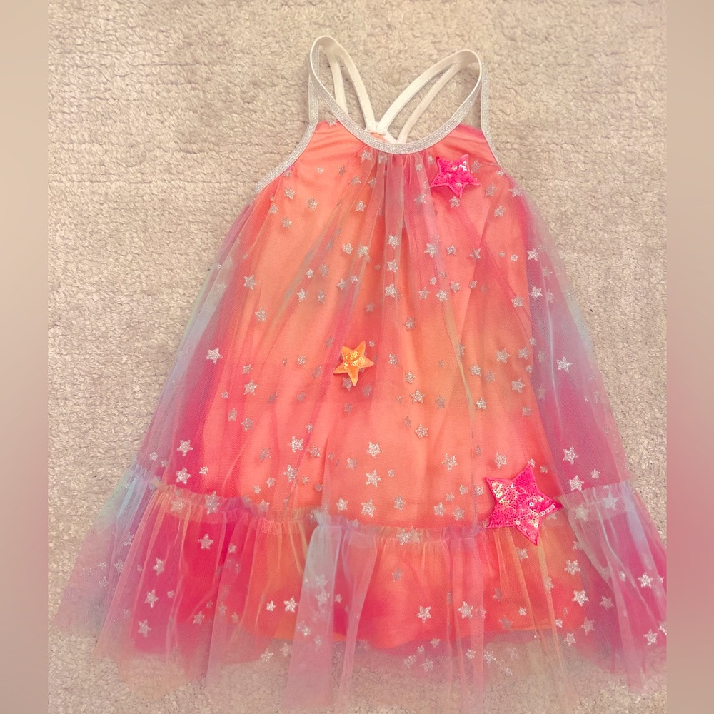 Little Girl’s A-Line Mesh Rainbow Star Dress - Baby Sara